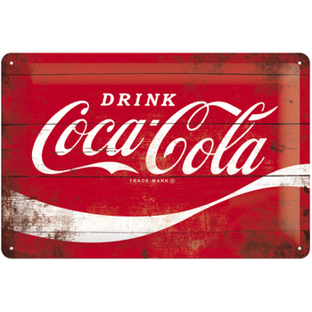 Nostalgic Art 20x30cm Medium Metal Wall Hanging Sign Coca Cola Logo Red Wave