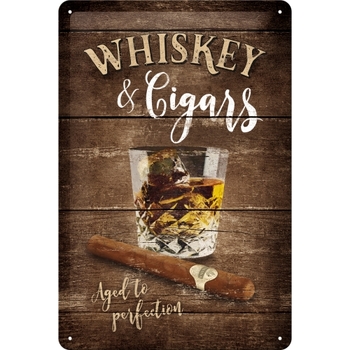 Nostalgic Art 20x30cm Medium Metal Wall Hanging Sign Whiskey & Cigars