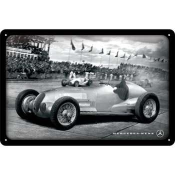 Nostalgic Art 20x30cm Medium Metal Wall Hanging Sign Mercedes Silver Arrow Racing