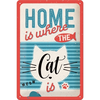 Nostalgic Art 20x30cm Medium Metal Wall Hanging Sign Home is Where the Cat is