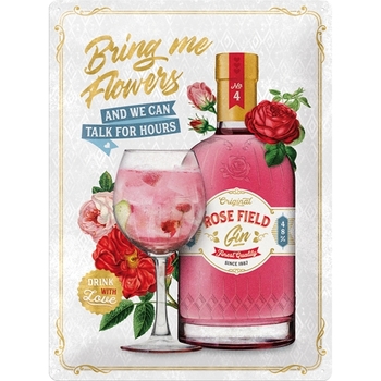 Nostalgic Art Gin & Tonic Pink Flowers 30x40cm Large Metal Tin Sign