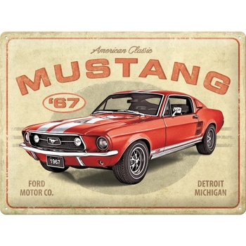 Nostalgic Art Ford Mustang Red 1967 GT 30x40cm Large Metal Tin Sign