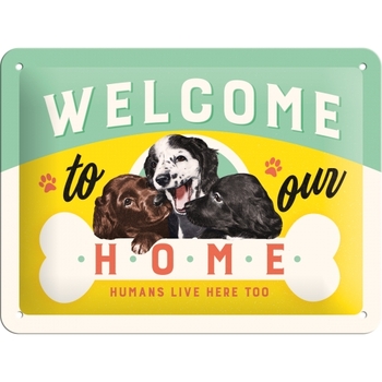 Nostalgic Art 15x20cm Small Wall Hanging Metal Sign Welcome Puppies