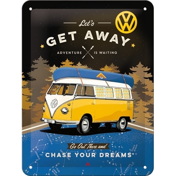 Nostalgic Art 15x20cm Small Wall Metal Sign VW Bulli Let's Get Away Night