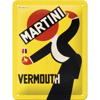 Nostalgic Art 15x20cm Small Wall Metal Sign Martini Vermouth Waiter Yellow