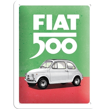 Nostalgic Art 15x20cm Small Wall  Metal Sign Fiat 500 Italian Colours