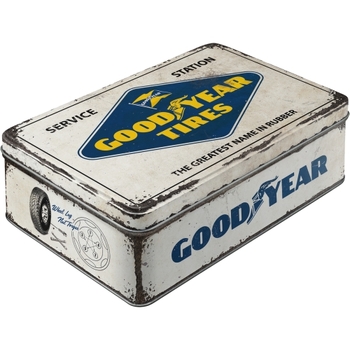 Nostalgic Art 23cm/2.5L Flat Tin Storage Goodyear Logo White