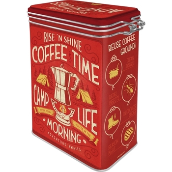 Nostalgic Art 17.5cm/1.3L Clip Top Tin Storage Coffee Time Camp Life