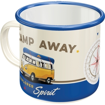Nostalgic Art VW Bulli Lets Camp Away Coffee Cup 360ml Enamel Mug