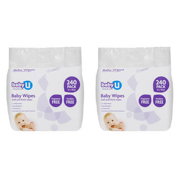 2x 240pc Baby U Baby Wipes