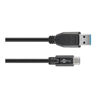 Goobay 1m USB-C to USB A 3.0 Male Cable Cord - Black