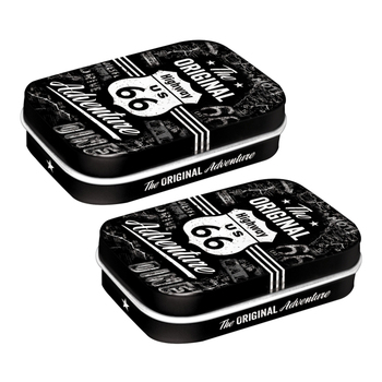 2PK Nostalgic Art 6cm Mint Tin Box Route 66 Adventure Fresh Breath Hard Candy