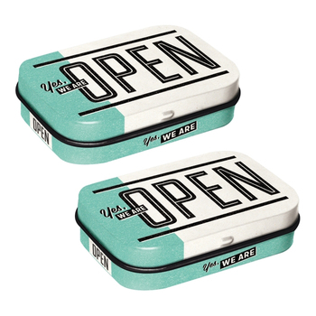 2PK Nostalgic Art 6cm Mint Tin Box Open Fresh Breath Hard Candy Mints - White