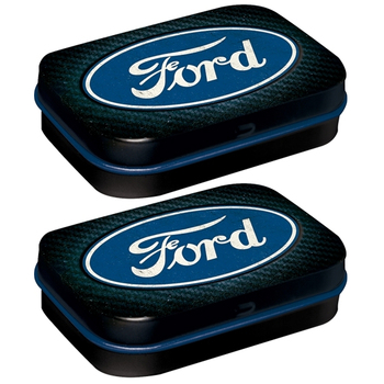 2PK Nostalgic Art 6cm Mint Tin Box Ford Blue Shine Fresh Breath Hard Candy