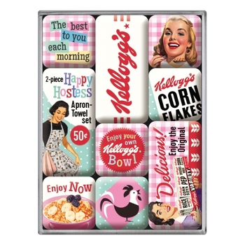 9pc Nostalgic Art Kellogg's Happy Hostess 2.2cm/4.5cm Magnet Set