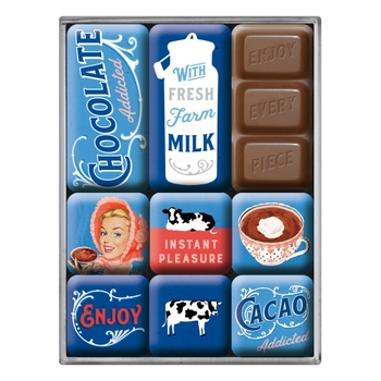 9pc Nostalgic Art Chocolate Addicted 2.2cm/4.5cm Magnet Set