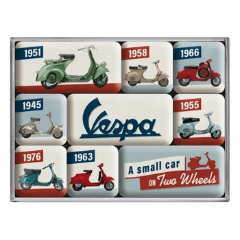 9pc Nostalgic Art Vespa Model Chart 2.2cm/4.5cm Magnet Set