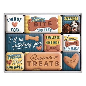 9pc Nostalgic Art Dog Treats 2.2cm/4.5cm Magnet Set