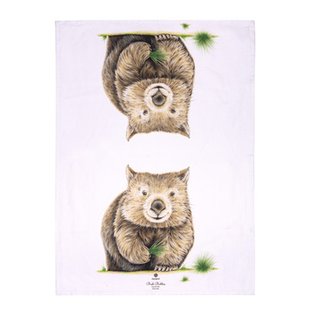 Ashdene Bush Buddies Wombat Cotton Kitchen Towel - White