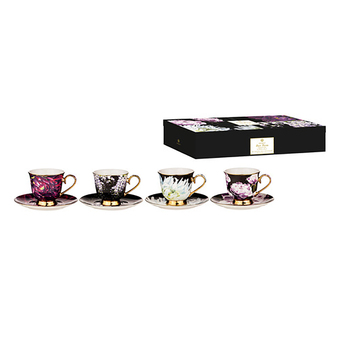 8pc Ashdene Dark Florals Drinking Cup & Saucer Tea Set 180ml