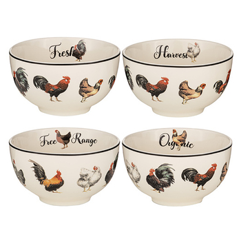 4pc Ashdene Heartland Printed 13.5cm Cereal Bowl Set New Bone China