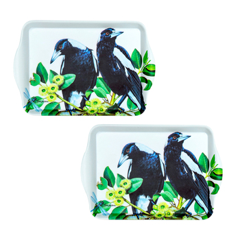 2pc Ashdene Australian Birds 21cm Melamine Scatter Tray - Magpies