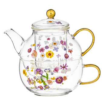 Ashdene Pressed Flowers 450ml Tea For One w/ 225ml Cup