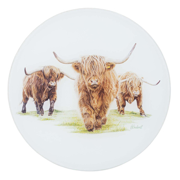 Ashdene Glass 30cm Highland Herd Round Surface Protector