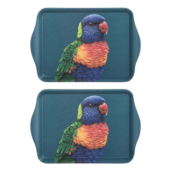 2PK Ashdene Matte Melamine Modern Birds Rainbow Lorikeet 21cm Scatter Tray