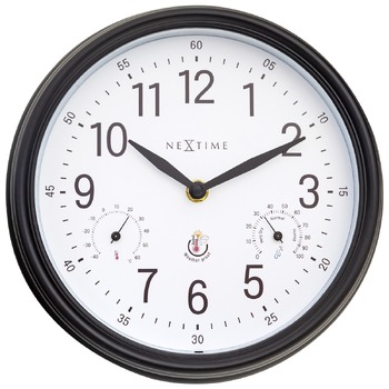 NeXtime Jasmine Weatherproof Outdoor 23.5cm Wall Clock - Black/White