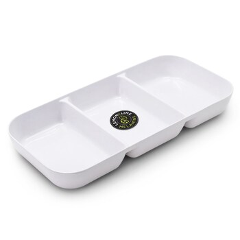 Lemon & Lime Large 3-Section 33cm Melamine Serving Tray - White