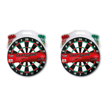 2PK Formula Sports 15'' Dartboard Family Dart Game Set w/ 6-Steel Tip Darts