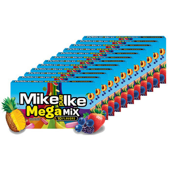 12PK Mike & Ike 141g Mega Mix 10 Fruit Flavoured Chewy Candy