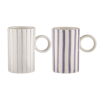 2PK Ladelle Carnival Stripe 11cm Stoneware Mug w/ Handle - Lilac