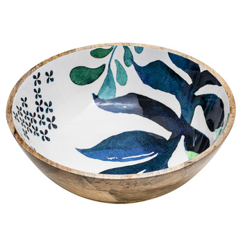 Ladelle Mackay Large Mango Wood Tropical Print Serving Bowl 34x34x10cm