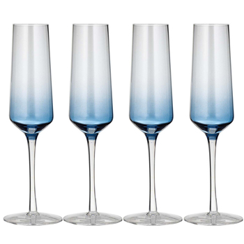 4PK Ladelle Prism 240ml Champagne Glass Drinkware Set - Blue