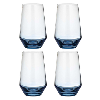 4PK Ladelle Prism 400ml Highball Tumbler Drinkware Set - Blue