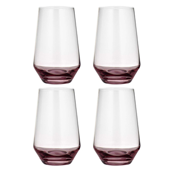 4PK Ladelle Prism 400ml Highball Tumbler Drinkware Set - Plum