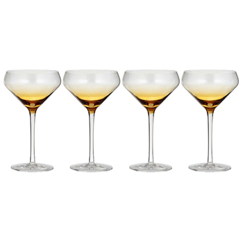 4PK Ladelle Prism 240ml Coupe Glass Drinkware Set - Amber