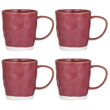 4PK Ladelle Halo Porcelain 12.5cm/350ml Mug - Burgundy