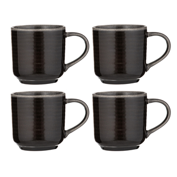 4PK Ladelle Melange Cornflower Stoneware 13cm/380ml Mug - Charcoal