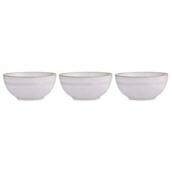 3PK Ladelle Cameo Stoneware 12cm Nibble Bowl Round - Ivory