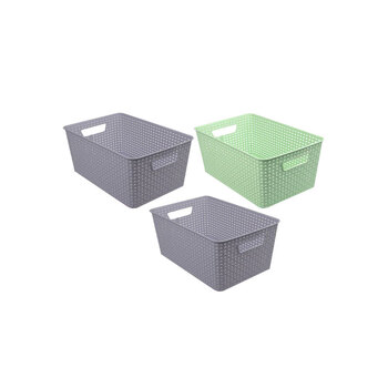 3PK Boxsweden Woven Pattern Basket 26X39X16.5cm Assorted