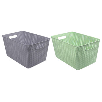 2PK Boxsweden Woven Pattern Basket 28.5X41.5X22cm Assorted