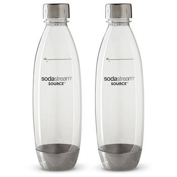 SodaStream 1L Slim Dishwasher Safe Bottles Twin Pack - Black