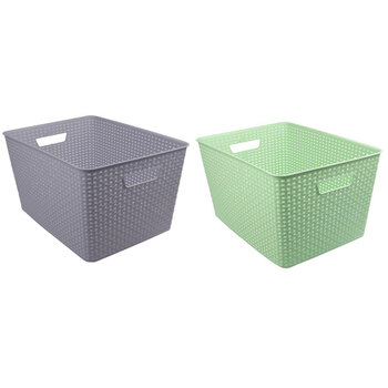 2PK Boxsweden Woven Pattern Basket 34X44.5X25cm Assorted