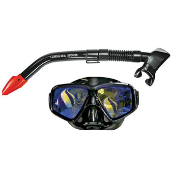 Land & Sea Sports Australia Black Mirror Silicone Mask & Snorkel Set Adult