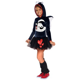 Rubies Pepe Le Pew Girls Hooded Dress Up Costume - Size M