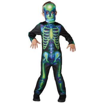 Rubies Neon Skeleton Glow In The Dark Boys Dress Up Costume - Size L