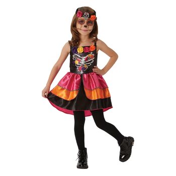 Rubies Sugar Skull Day Of The Dead Girls Dress Up Costume - Size L